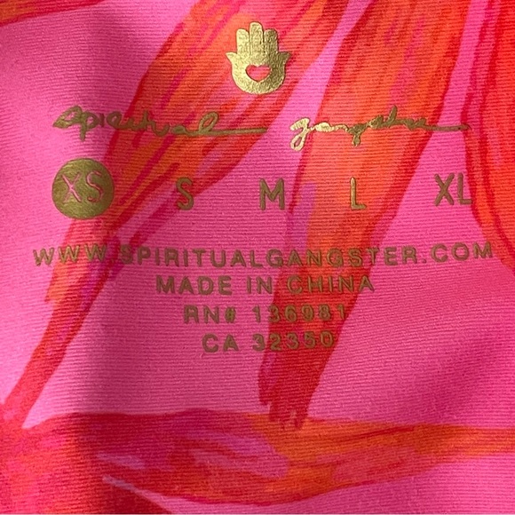 SPIRITUAL GANGSTER NWT INTENT HIGH WAISTED 7/8TH LEGGINGS PINK GLOW PRINT XS - Picture 10 of 12